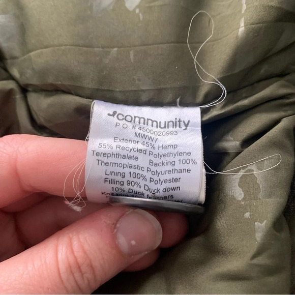 Aritzia Community Parka Jacket Coat Ski Duck Down hemp Recycled Green Small XS - Picture 8 of 16